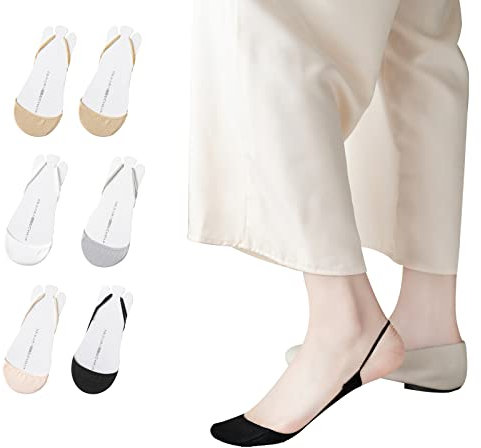 Caudblor 6 par spetsiga fötter damstrumpor dam osynliga strumpor bomull tå keps keps svart beige 36-39 39-42