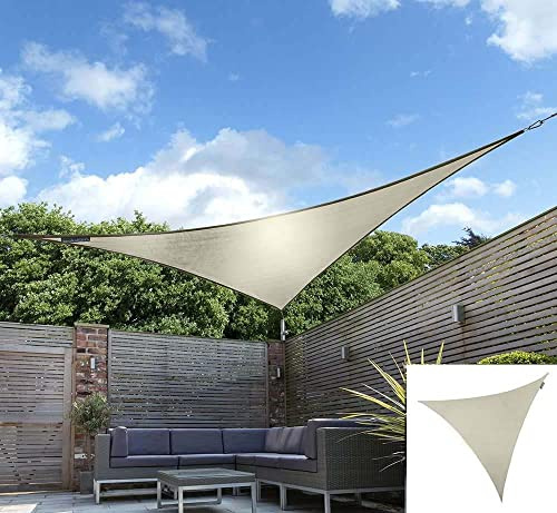 Kookaburra Waterproof Garden Sun Shade Sail Canopy with Fixing Kit in Ivory 98% UV Block (Triangle, 2m)