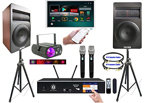 Singtronic 2500W Professional Complete Karaoke System with Unlimited YouTube Songs Select by iPhone/Ipad & Tablets PC. Built in Digital HDMI-Arc, Optical, Bluetooth & Anti-Feedback Microphones