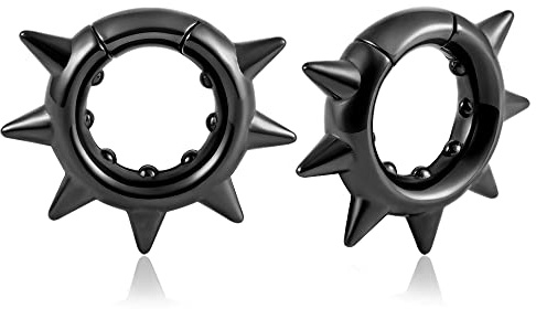 Vankula Pesos Dilataciones Orejas 1 Pare dilatador túnel Remache acero inoxidable Expansaor Piercing para Hombre Mujer 8mm (Remache-8mm-Negro)