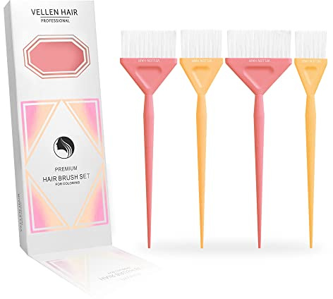 Vellen Hair Farbpinsel-Set, 4 verschiedene Größen für glatte Anwendung, perfekt für Haarfärbung und Balayage, wiederverwendbar und waschbar (Pfirsich/Orange)