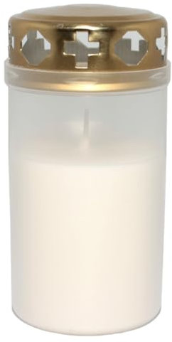 S&S-Shop Lot de 20 bougies funéraires n° 3 avec couvercle doré – Blanc,Brûleur permanent,Brûleur de jour,Bougie funéraire,Bougie de cimetière,Bougie de condoléances,Bougie de deuil,Bougie de
