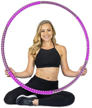 Hula Hoop Reifen Erwachsene - Edelstahlkern mit hohe Qualität Schaumstoff - Kann für Fitness, Gewichtsverlust und Massage verwendet Werden / 6-teiliger Abnehmbarer Hula Hoop - Lila-Grau (1.2 kg)