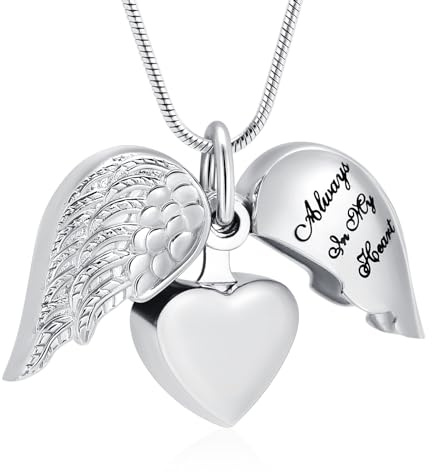 Kremationsschmuck Engelsflügel Herz Urnen Halsketten für Asche Memorial Keepsake Anhänger für Frauen Männer