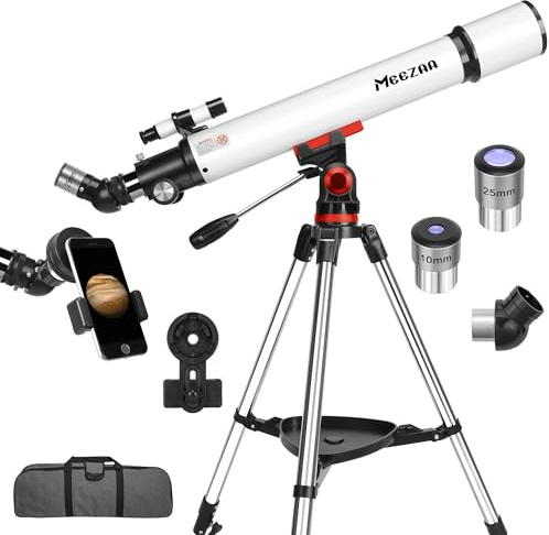 MEEZAA Telescopio, Telescopio Astronomico Professionale Adulti, 70/700mm AZ Telescopi Rifrattori per Adulti e Principianti, Telescopi portatile e potente 28x-210x con Treppiede, Adattatore Telefono