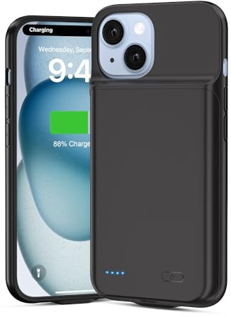 Wavypo Akkuhüllen für iPhone 15, 6800mAh tragbares Ladegerät Fall wiederaufladbare Batterie Pack Ladegerät Fall kompatibel mit iPhone 15 (6.1) Schwarz