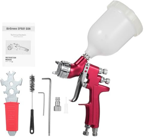 Mulcort Set di spruzzatori di vernice a bassa pressione e ad alto volume, pistola ad aria a gravità con ugelli da 1,4 mm, tazza di alimentazione da 600 ml per pittura domestica