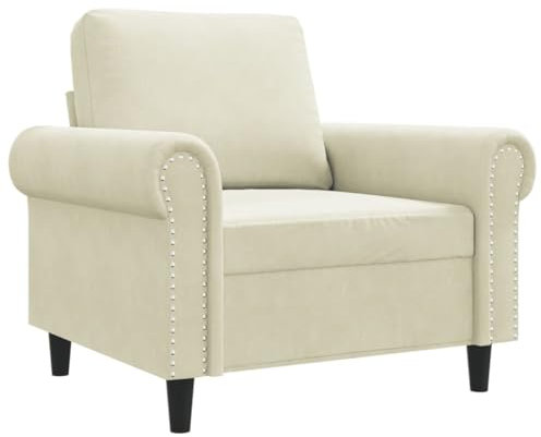 vidaXL Sofa 2 Sitzer, Couch mit Metallgestell Rückenkissen, Relaxsofa für Wohnzimmer, Polstersofa Samtsofa Zweisitzer Loungesofa, Creme Samt
