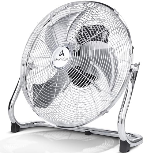 TRESKO AERSON Bodenventilator 60cm | Windmaschine mit 3-Leistungsstufen 200W | Standventilator Ventilator | hoher Luftdurchsatz | robuste Metallausführung | Neigungswinkel ca. 110 Grad