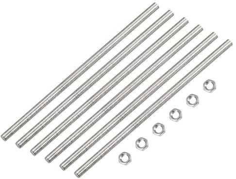TOP-VIGOR 15Pcs M4 x 200mm Fully Threaded Rod, 304 Stainless Steel Right Hand Threads Rods, Fully Studding Rod Bar with 15Pcs Hex Nuts for Anchor Bolts, Clamps, Hangers and U-Bolts