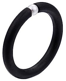 Bihsilin Damen Ring Edelstahl, Personalisierte Ringe 3MM Solitär mit Perle Hochzeit Ring Frauen Nickelfrei Schwarz Gr.62 (19.7)