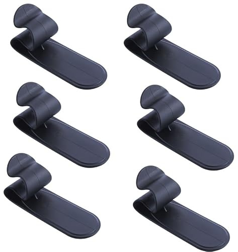 Dodamour 6 Pack Car Umbrella Holder Hooks, Self-Adhesive Organizer Clips for Trunk & Home Entryway, 4.4lbs Capacity Wall Mount Hanger for Walking Canes, Sticks - Removable & Paint Safe (Black)