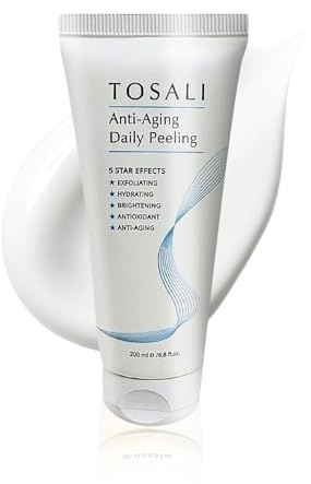 Tosali Anti Aging Daily Peeling Face Exfoliator – Peeling Gel with Hyaluronic Acid, Lactic Acid & Vitamin E, Gentle Exfoliating Gel for All Skin Types, Skin Care for Women, 6.8 Oz