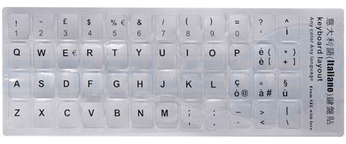 SIMPLETEK - Adesivi per Tastiera Layout Italiano ITA QWERTY 1,5x1 Cm | Colore Grigio Argento Lettere Nere | Tasti Adesivi per Notebook Tastiere | Cambio Layout