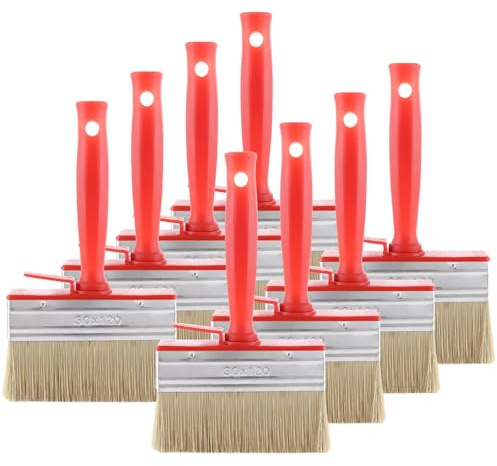 APACALI 8PCS Fence Paint Brushes, 120mm Decking Paint Brush, Fence Paint Brushes for Wood, Masonry Paint Brush for Fence Painting, Red