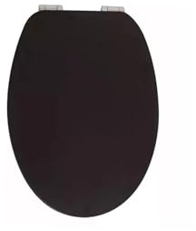 18 Universal MDF WC Toilet Seat – Easy Fit with Strong Zinc Alloy Hinges, Smooth Wipe Surface – Fits All Water Closets (Black Wooden)