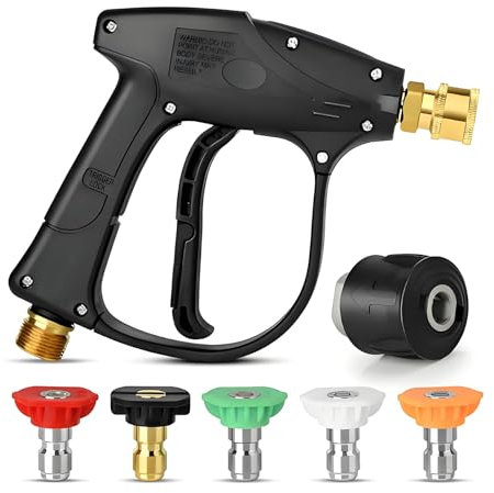 HAPPOW High Pressure Washer Gun Compatible for Karcher，Pressure Washer Accessories with 5 Water Nozzle Tip and1 Water Gun Conversion Interface,1/4 Quick Connector & Adapter for karcher Gun（7Pcs）