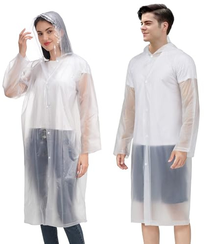 Antfly 2 st regnponcho regnponcho jacka, transparent mackintosh mackintosh för män kvinnor vattentät, återanvändbar EVA, Genomskinlig, one size