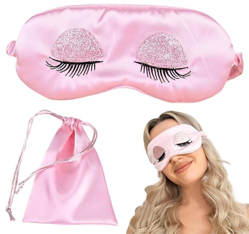 Masques de Sommeil, Cache Yeux pour Dormir, Masque de Sommeil en Satin avec sac de rangement exquis, Bandeaux pour les yeux en Soie Doux Filles Femmes, pour Dormir Voyage