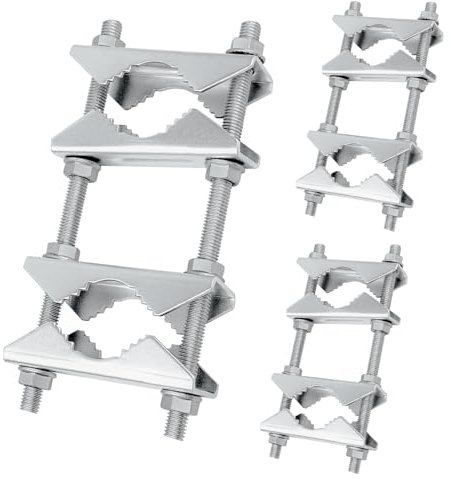 3 Pack Antenna Mast Clamp 2 inch Pole to Pole Mounting Kits Heavy Duty Mast to Mast Bracket with V Jaw Block for TV CB Ham Antenna, Weather Station, Pipes