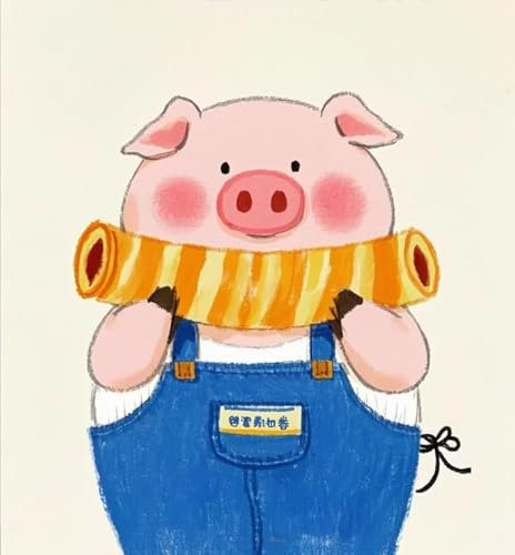 SXINBAGO Ricamo Punto Croce Starter Kit Prestampati Punto Croce Maialino Che Tiene Involtini Primavera Kit Ricamo Principianti Bambini Hobby Creativi Adulti 11CT: 15,7×19,7 Pollici