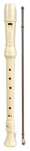 Bontempi | Elfenbensfärgad söt flöjt, barockfingering, 28 noter, stötskyddsmaterial, 330 mm