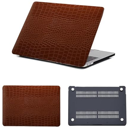 HLAAJJX Hülle Case Kompatibel mit Neues MacBook Air 13,6 Zoll (2022-2025) M2 M3 M4 A2681 A3113 A3240 Retina Display Touch ID, Plastik Laptop-Schale Schutzhülle Cover,Leder Braun