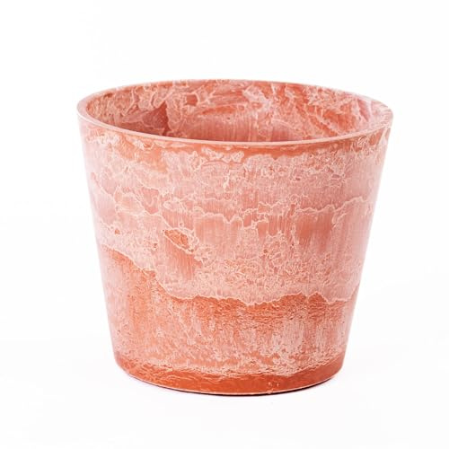Garden Gear Caesar Marble Effect Plastic Planter in Terracotta, Frost & Weather Resistant with Pre-Drilled Drainage Holes (50cm Pot x1)