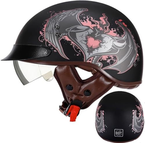 Casco Scooter Caschi Cromwell, Casco Demi Scooter Omologato DOT/ECE Casco Moto Vintage Casco Scodella Per Moto Cruiser Chopper Scooter Motorino Adulti Uomini Donne 10,XXL