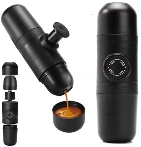 Générique Mini Machine à Café Portable – Cafetière Expresso Manuelle à Pression – Compacte, Facile à Utiliser & Nettoyer – Idéale pour Camping, Voyage, Bureau – 1 Tasse en 30 sec