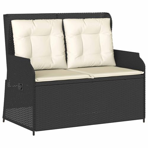 vidaXL Gartenbank Schwarz Poly-Rattan