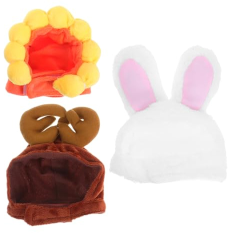SEWOART 3 Pezzi Cappelli Festa per Animali Domestici Regolabili Accessori Carini con Orecchie Coniglio Corna e per e per Compleanni e Festival