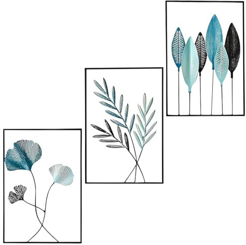 CAIEJSAEN 3PCS Metall Wandskulptur Schwarze Wanddeko Metall Moderne Wandornament Heimdekoration Metallbilder Wanddeko als Perfekte Deko Wohnzimmer Schlafzimmer Küche