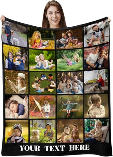 kaileFURN Decke Personalisierte, Fotodecke Selbst Gestalten,|Personalisierte Geschenke Decke mit 6 Fotos für Valentinstag Geburtstag Muttertag Vatertag HD-Druck Foto (20 Foto)