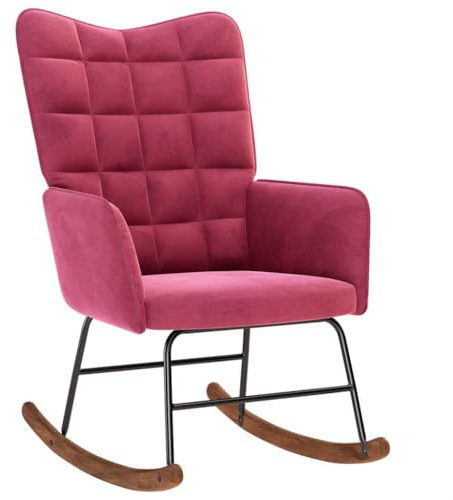 Générique Chaise à Bascule Rouge Bordeaux Velours,Meubles, Fauteuils et chaises, Fauteuils à Bascule, Rouge (Poids 9.8KG)