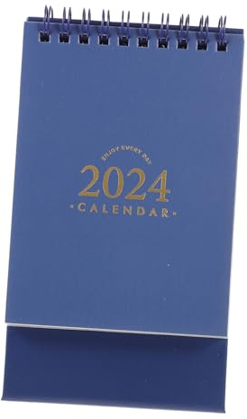 DOITOOL Monatskalender Weiß Kleiner Tischkalender 2024 Mini Tischkalender 2023 Planerkalender Deko Monatskalender 2024 Tischplaner 2024 Tageskalender Schreibtischkalender Blau