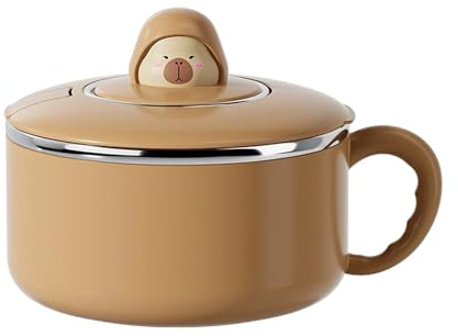 Cuenco grande con tapa | Vajilla de fideos instantáneos de 1200 ml | Ensaladera portátil de drenaje grande de acero inoxidable, para sopa de arroz, sándwiches de frutas, verduras, hogar, cocina