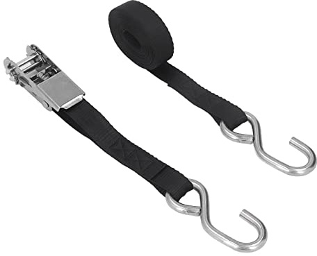 1 cinture di fissaggio con cricchetto, cinture di fissaggio robuste nere con cricchetto e hardware antiruggine, resistenza alla rottura di 800 kg per rimorchio per moto, camion, ka (3 metri / 9,84