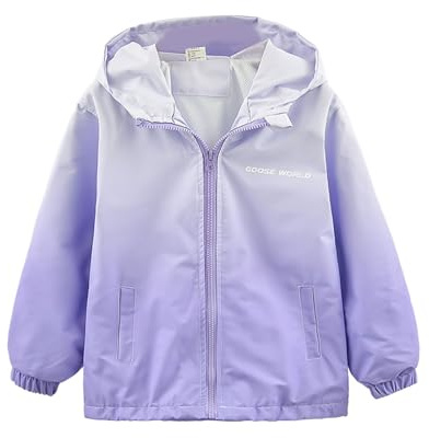 Generisch Veste coupe-vent légère pour fille - Manteau de pluie pour l'automne - Avec capuche - Pour tout-petits, adolescents, enfants