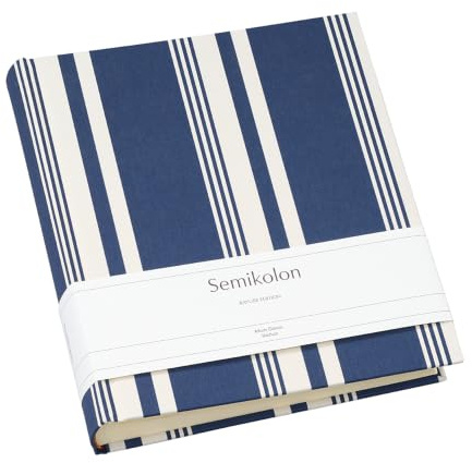 Semikolon 600151 Foto-Album Medium mit Leinen - 21,6 x 25,5 cm - 80 Seiten cremefarben, für 160 Fotos - Rayure Edition Marine/Chamois
