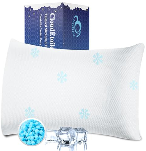Shredded Memory Foam Pillow Adjustable Cooling Side Sleeper Pillow for Neck