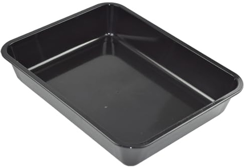 OMEM Reptile Drinking Tray - Large Water Dish Plastics Plate for Turtles, Small Reptiles, Ball Pythons, Lizards, and Snake Cages Bowl (L=35.4 x 5.3 x 26.3cm, Black)