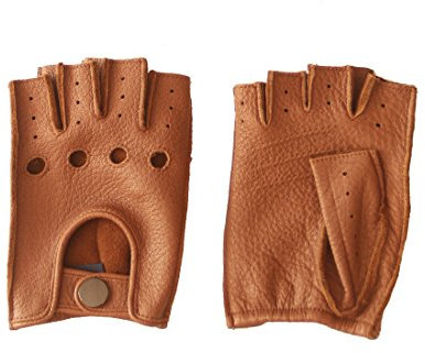 Nappaglo Women's Deerskin Fingerless Gloves Half Finger Leather Driving Motorcycle Cycling Riding Unlined Gloves (S (Palm Girth:6.5-7), Sand)
