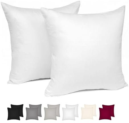 WOLTU 2er Set Kissenbezug 45x45 cm Weiß Baumwolle, Nur Kissenbezug - Kissenbezüge Kopfkissenbezug mit Reissverschluss,Weicher Sofakissenbezug, Doppelpack Dekokissenbezug