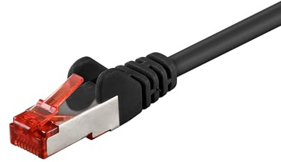 Goobay 92750 CAT 6 Kabel Lan Netzwerkkabel für Gigabit Ethernet S-FTP doppelt geschirmtes Patchkabel mit RJ45 Stecker, 7,5m, Schwarz