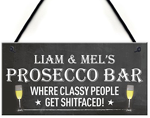 Red Ocean Personalised Prosecco Bar Funny Alcohol Friendship Hanging Plaque Home Gift Sign