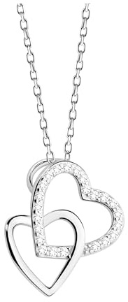 Sofia Milani - Damen Halskette 925 Silber - mit Zirkonia Steinen - Doppel Herz Anhänger - 50032