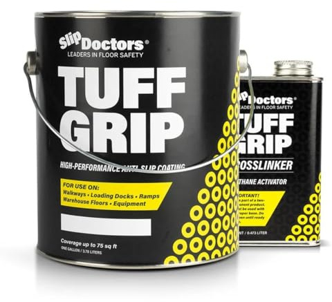 Tuff Grip Extreme Non-Skid Paint for Ramps, Floors, Decks & Stairs – Textured Anti-Slip Grip Coating for Slip Resistant Traction (Sand)