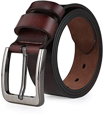 VRLEGEND Ledergürtel Herren 110-175cm Gürtel Leder Jean Business Metall Retro Jeansgürtel Vollrindleder 40mm Breite (130cm, Braun)