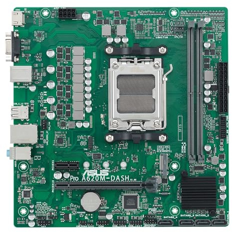 ASUS PRO A620M-DASH-CSM, Scheda Madre AMD mATX, Slot DDR5, Nera | Socket AM5, 4 SATA 6Gb/s, slot M.2, Ethernet Realtek, DisplayPort, HDMI, USB 3.2 Gen 2 e Type-C